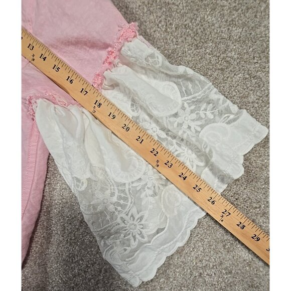 OOAK Magnolia Boho Tunic Upcycle Shacket Cover Up Cotton Linen Blend Pink Sz XL - Picture 10 of 16